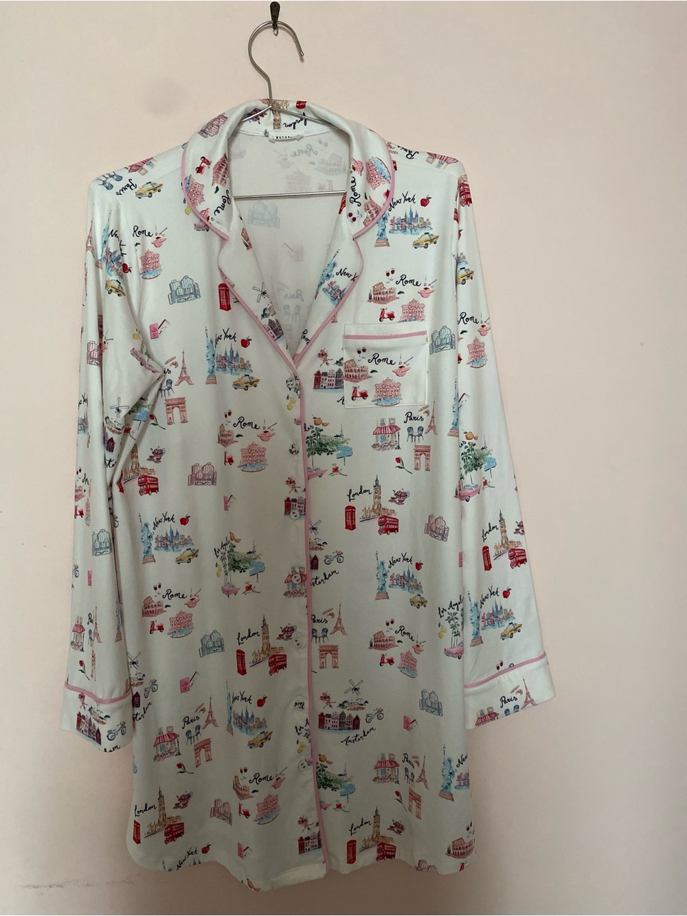 Mason Grey front button nightshirt with city graphic patterns